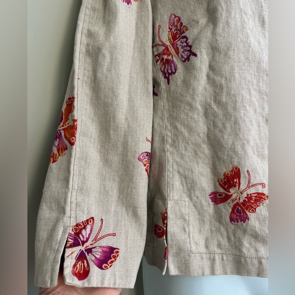 Ricki Freeman 100% Linen for Teri Jon Butterfly Blazer Neiman Marcus size 6 - Picture 6 of 9